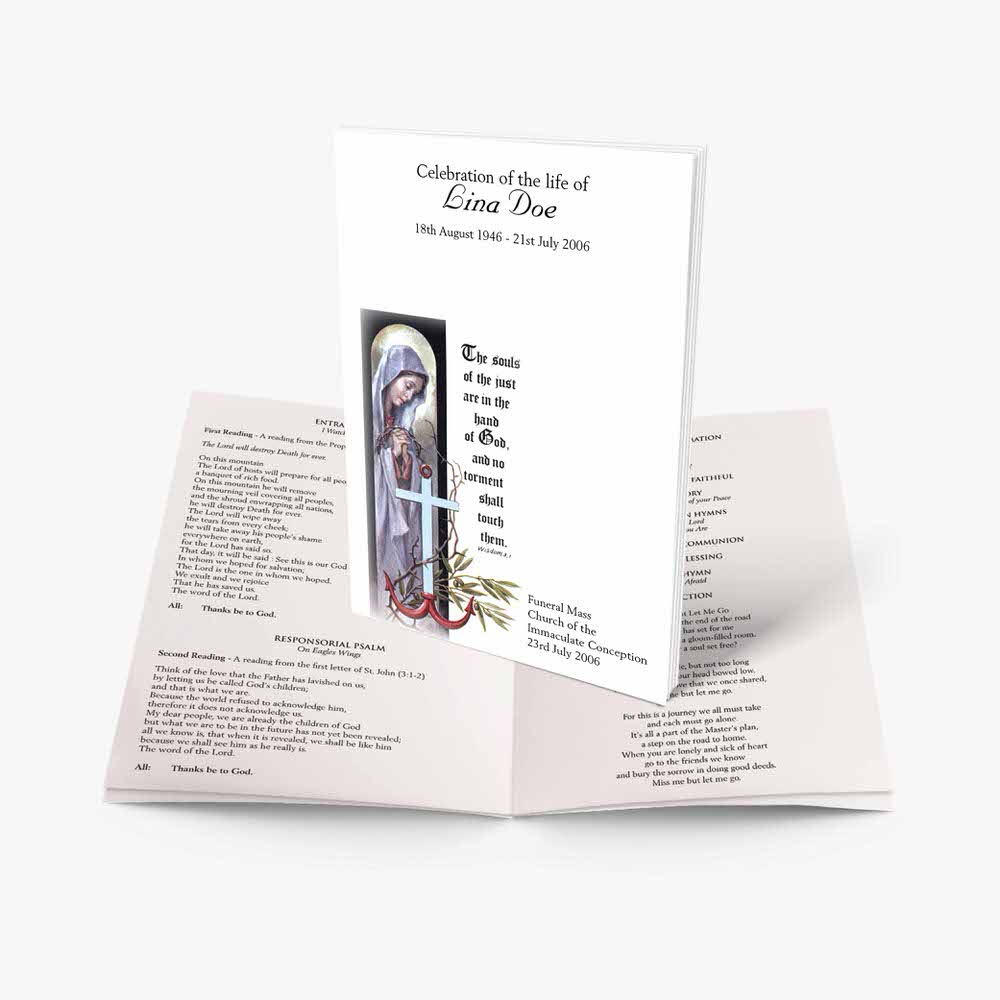 a booklet with a picture of the saint and the words of the prayer