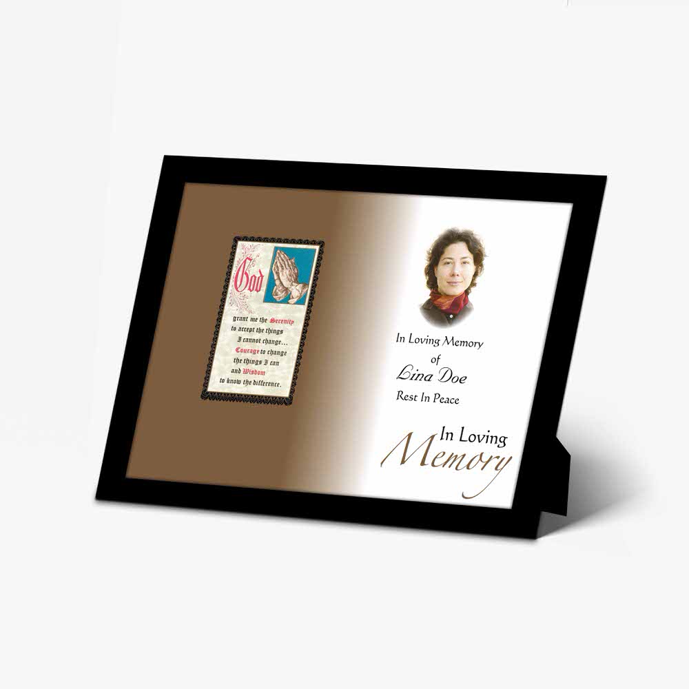 memorial photo frame with a photo of a woman