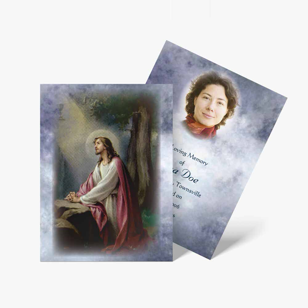 a religious card with a picture of jesus