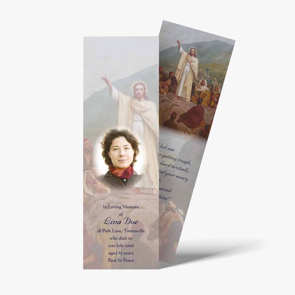 a bookmark with a picture of jesus on it