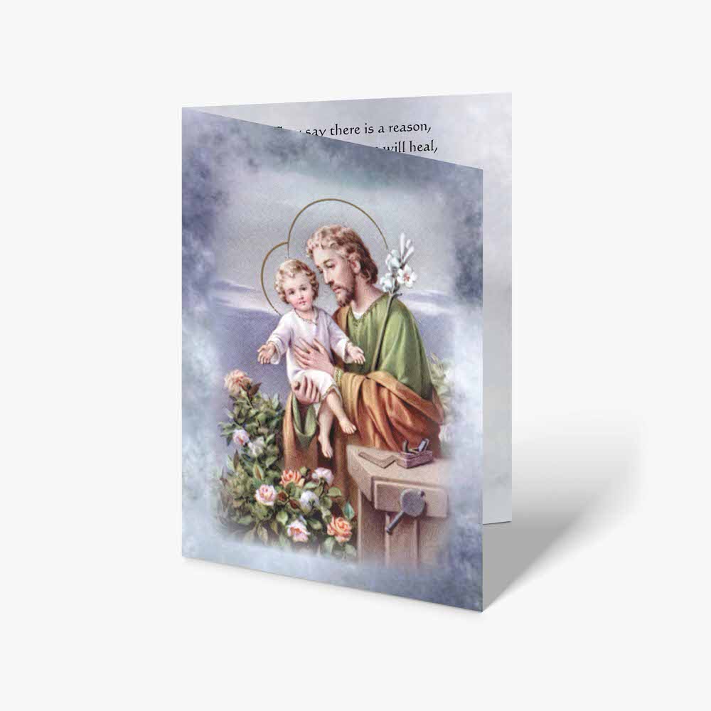 a card with the image of jesus and a child