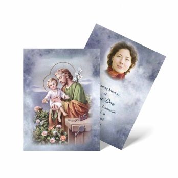 a religious card with an image of jesus and a child