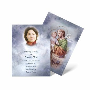 a religious card with an image of jesus and a woman