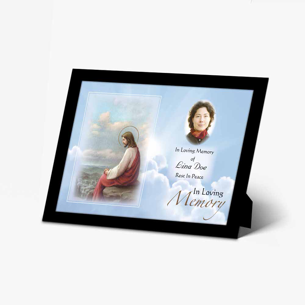 memorial photo frame - jesus in the clouds