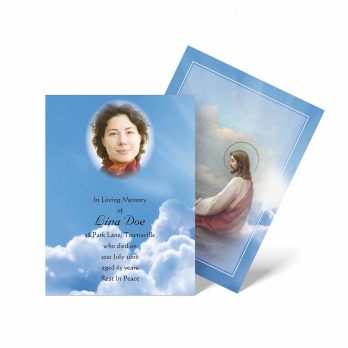 funeral cards with jesus in the sky