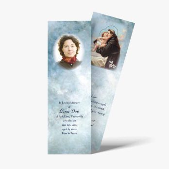 a bookmark with a photo of a woman and a baby