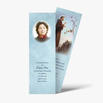 a bookmark with a photo of a woman and a man