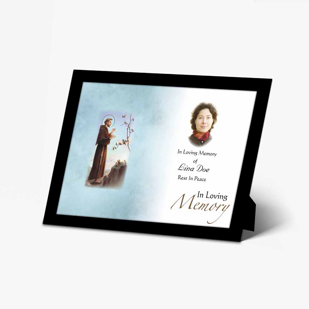 a memorial photo frame with a photo of a person