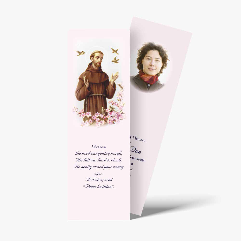 a bookmark with a picture of saint francis