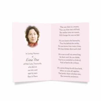 memorial card template - pink