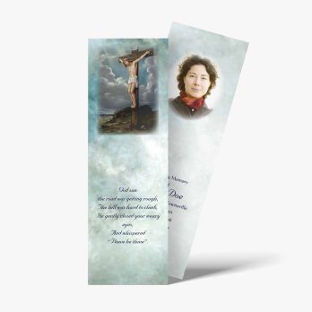 a bookmark with a picture of jesus on the cross