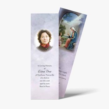 a bookmark with a picture of a woman and a picture of the mary