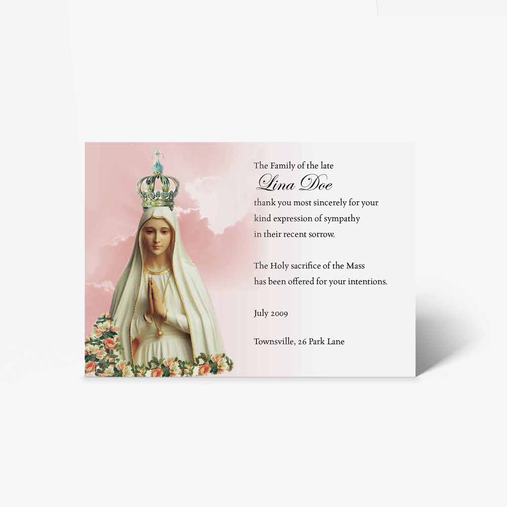 a prayer card with the image of the virgin mary