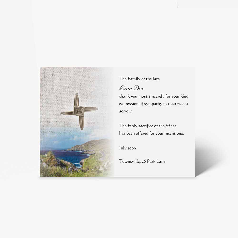 a prayer card with a cross and a quote about the lord of the sea
