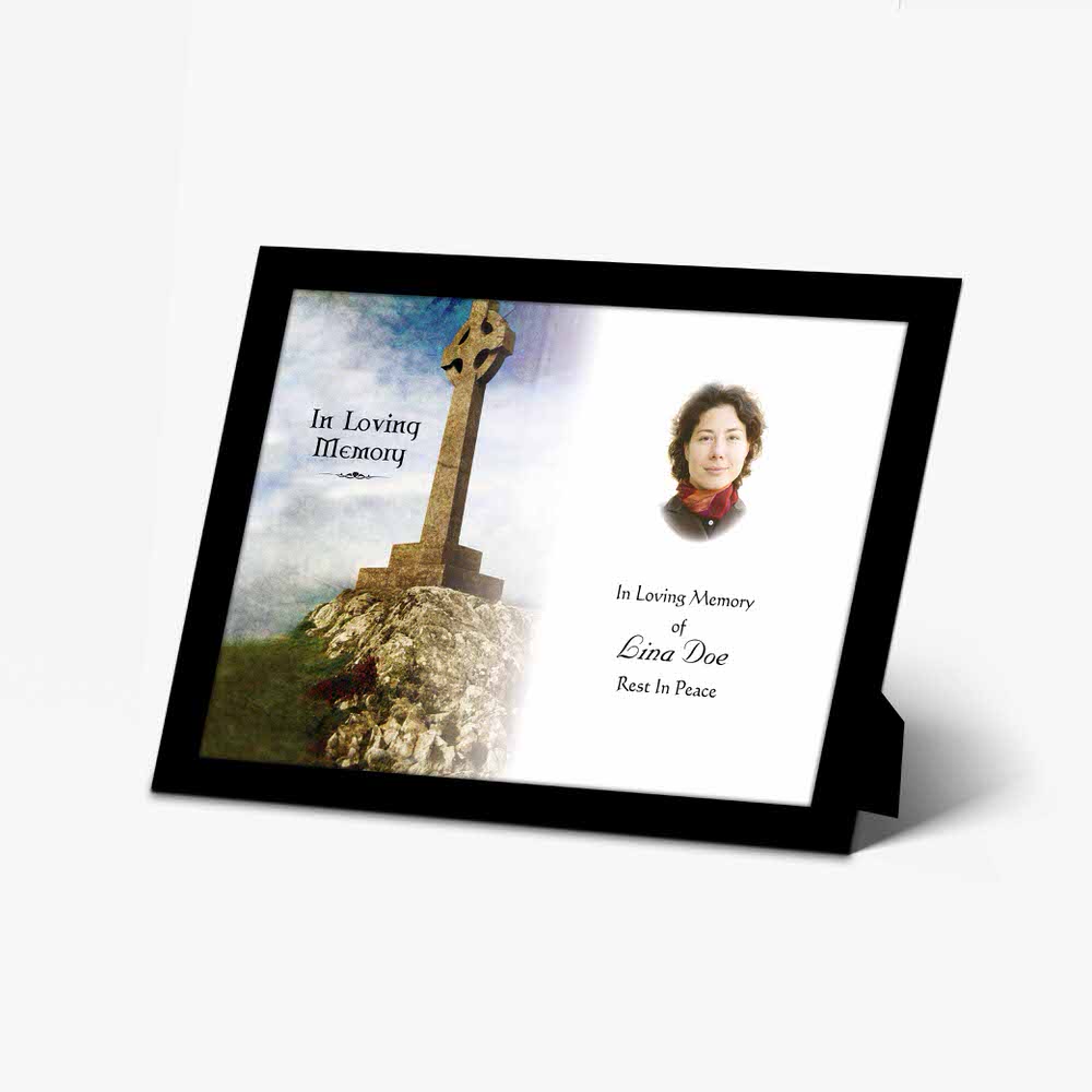 a personalised memorial card with a photo of a loved one