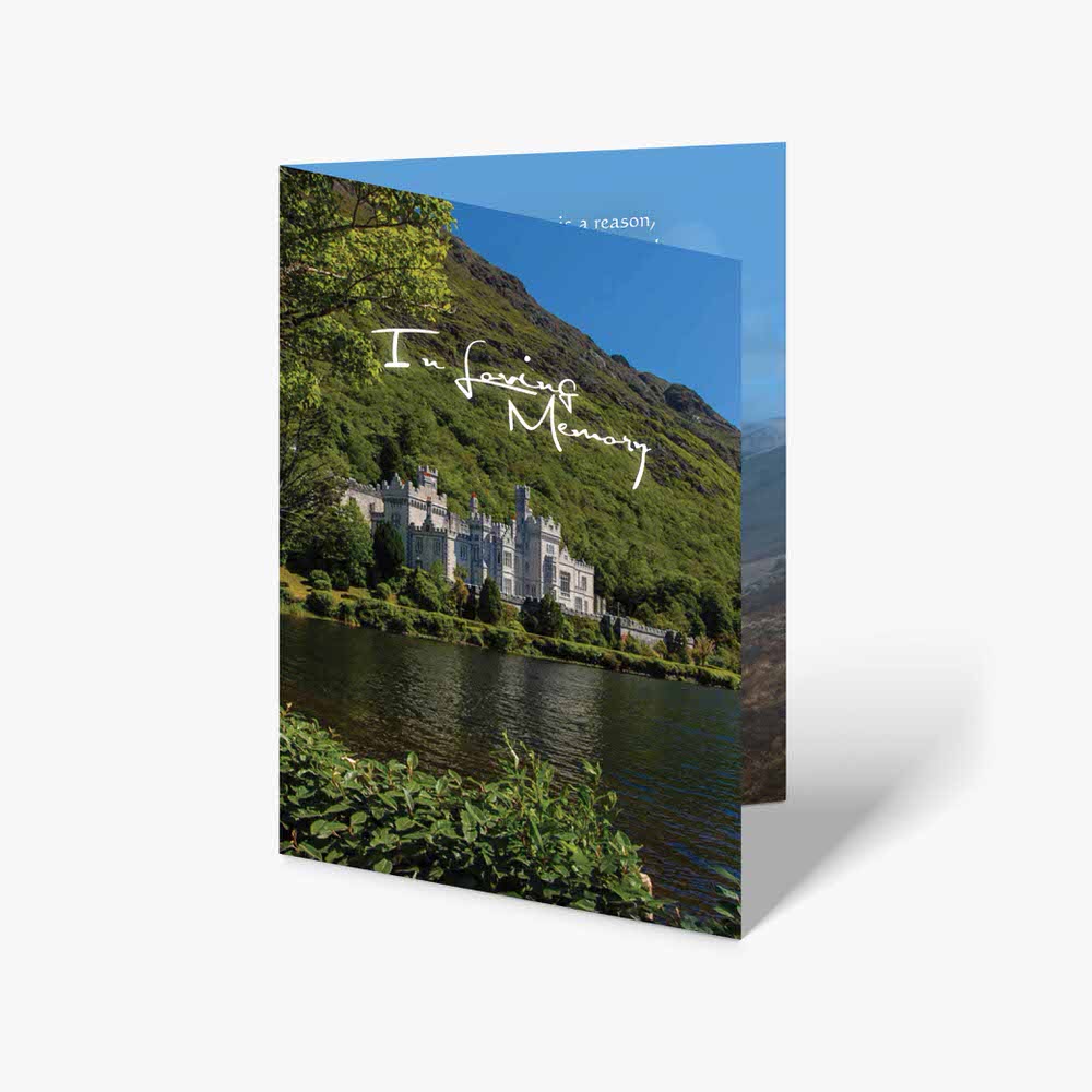 a greeting card with a castle in the background
