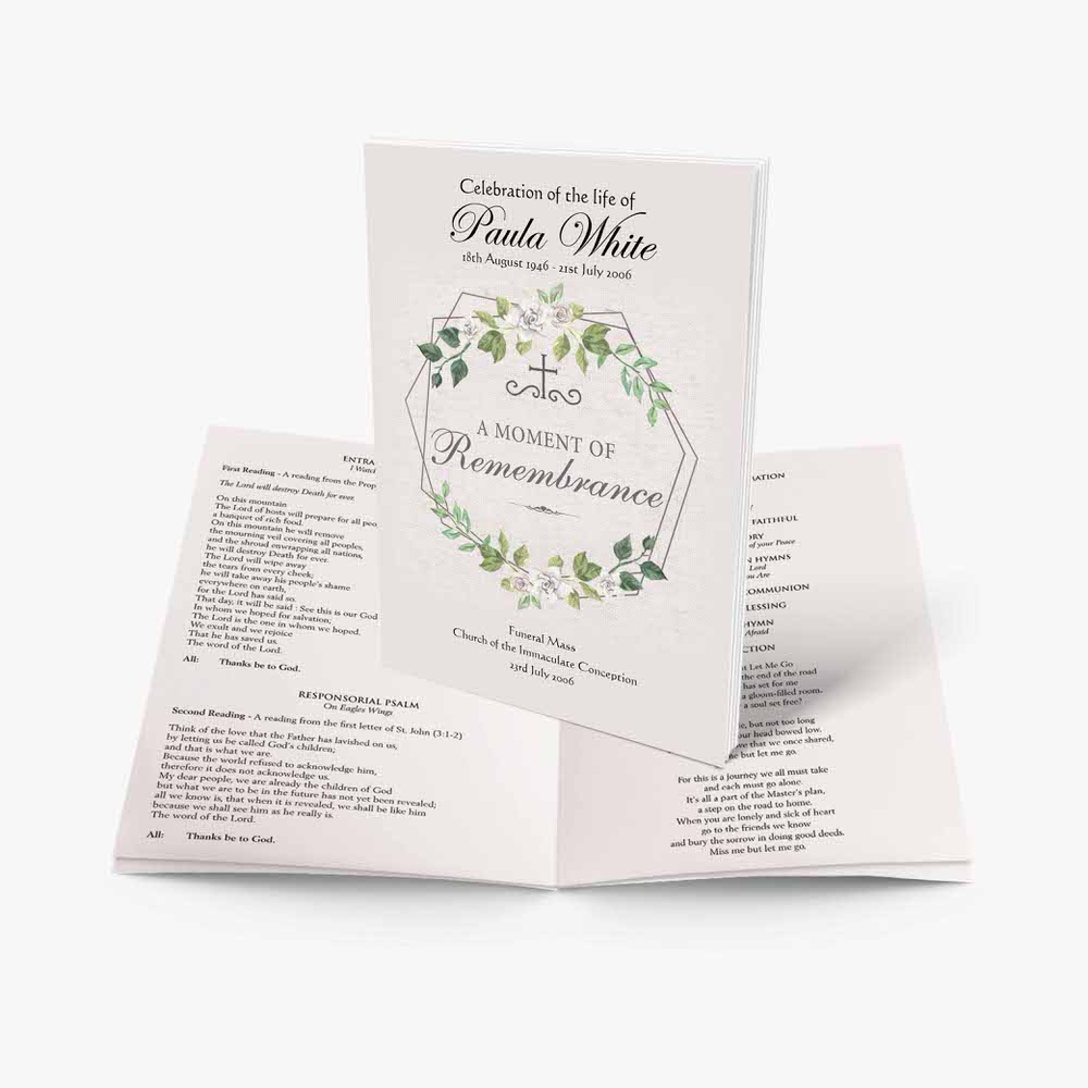 wedding program template - green leaves