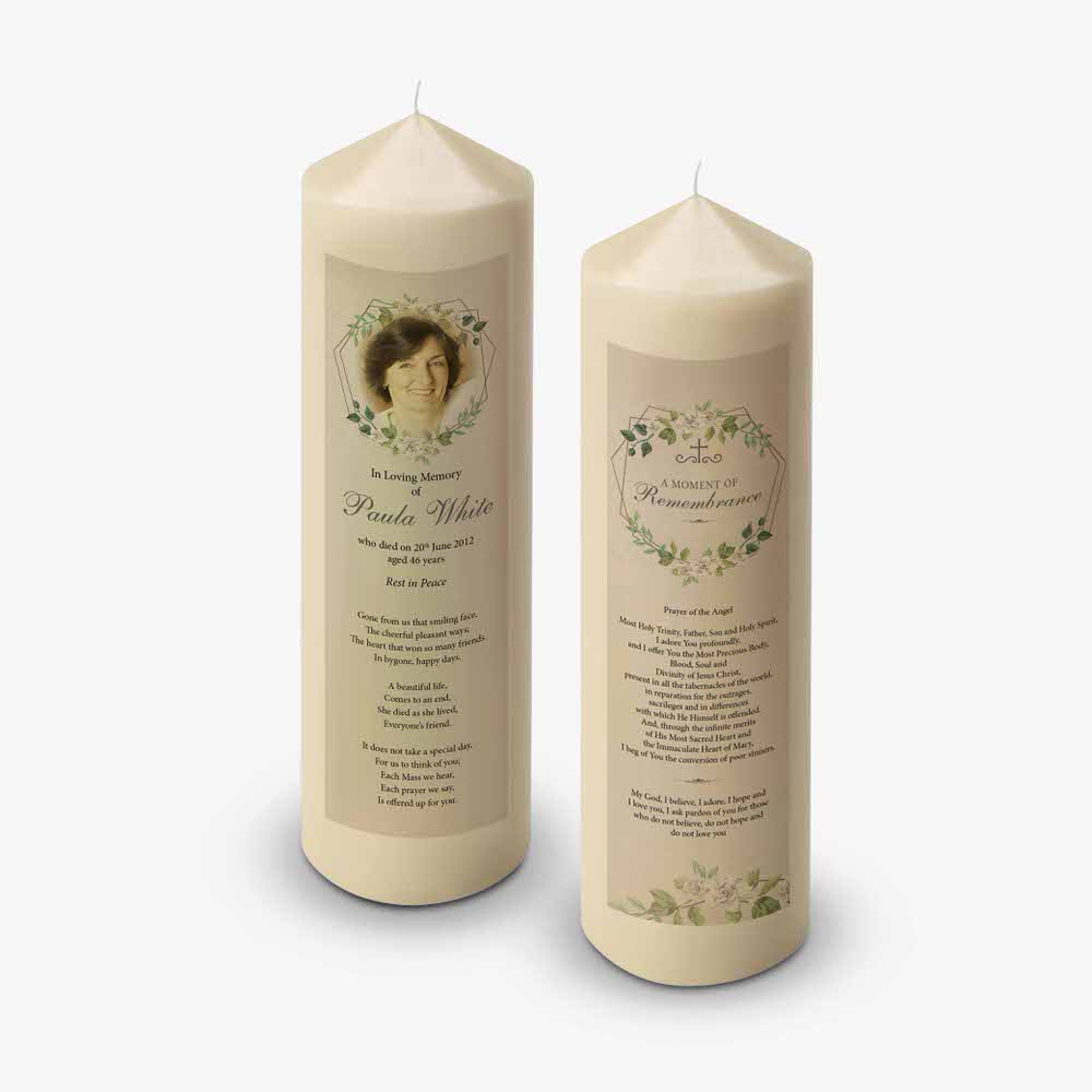 two candles with a poem on them