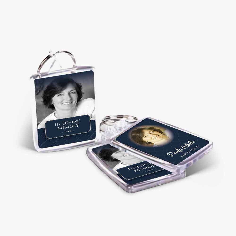 a photo keychain with a picture of a woman
