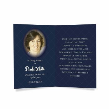 funeral card template - navy blue