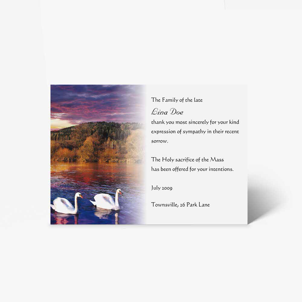 swans on the lake with a poem card