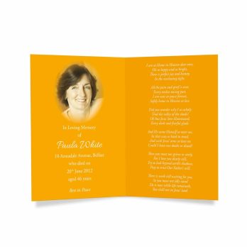 funeral card template - orange