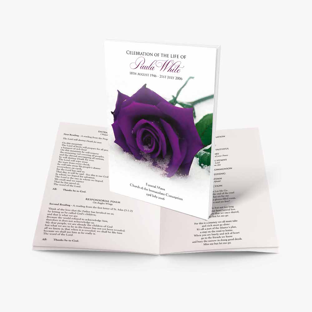 purple rose funeral program template