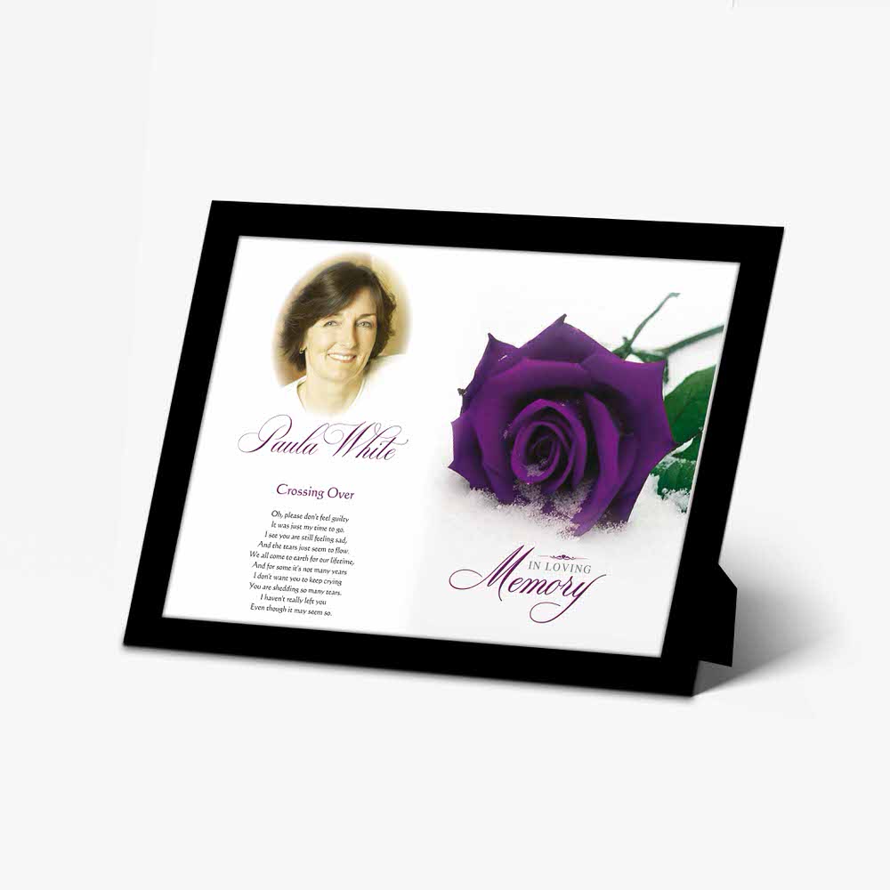 memorial photo frame - purple rose
