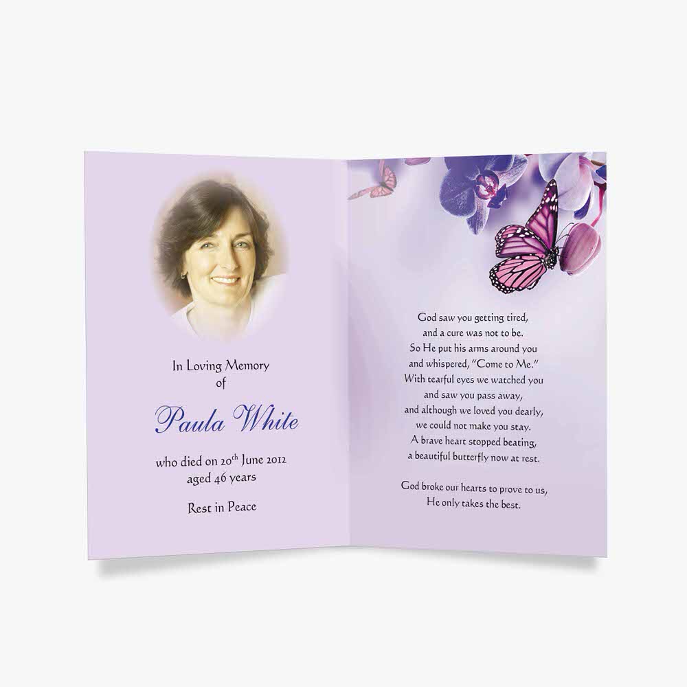 butterfly funeral card template