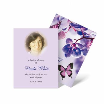 memorial cards with butterfly and flowers
