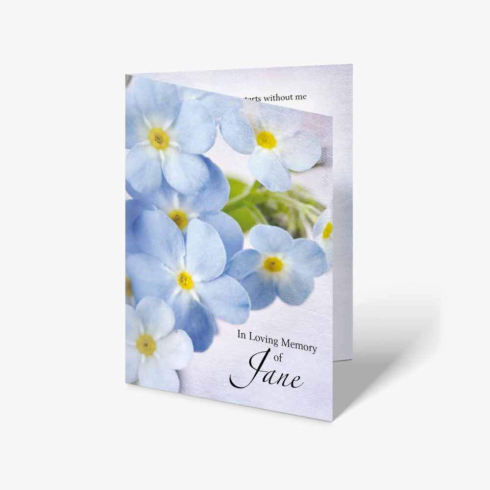 forget me not blue flowers - memorial card