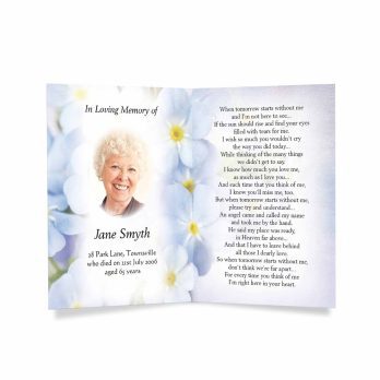 memorial card with flowers