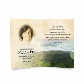 a personalised funeral card with a photo of a person