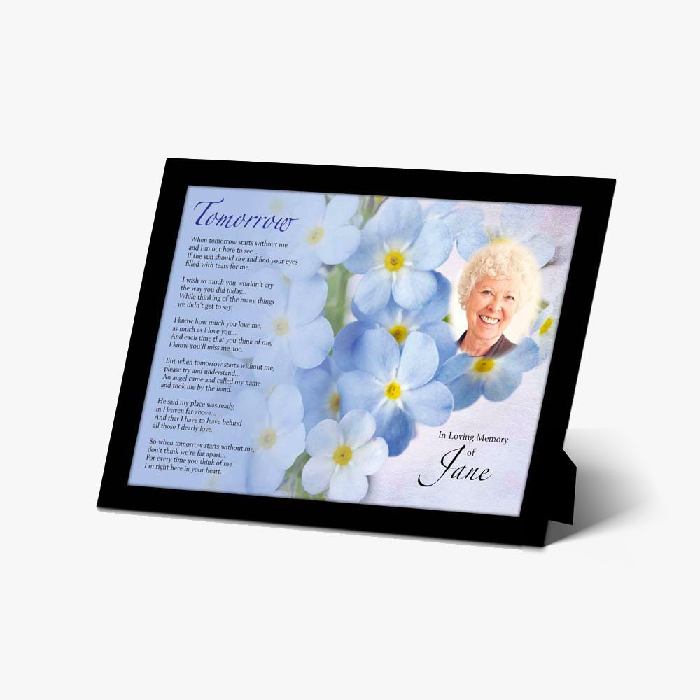 a memorial plaque with a poem for a loved one